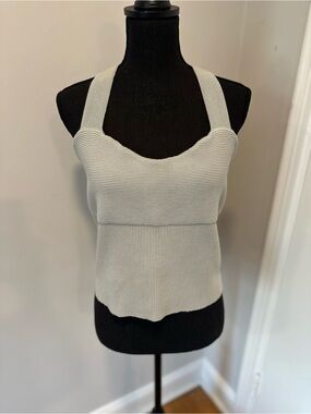 NWOT Abercrombie & Fitch SzXXL light gray Ottoman Ribbed Cross-Back Sweater Tank